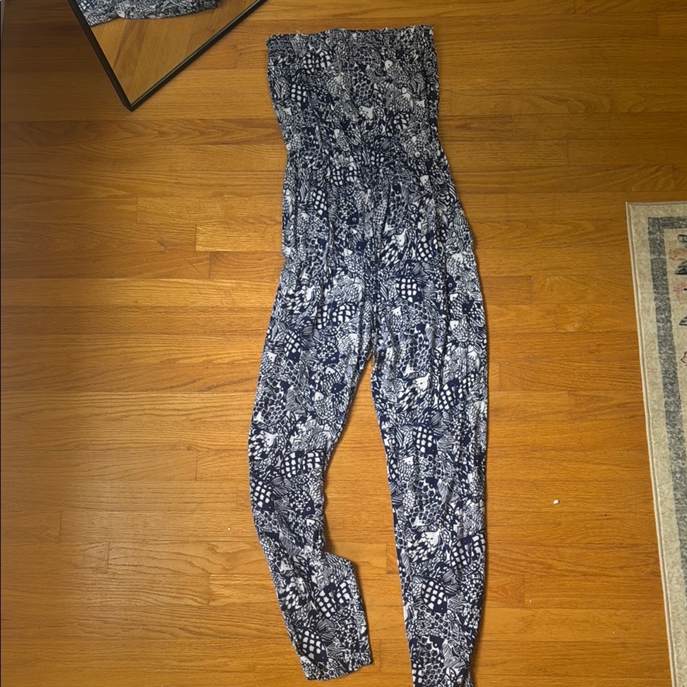 Lilly Pulitzer Blue and White Patterned Jumpsuit